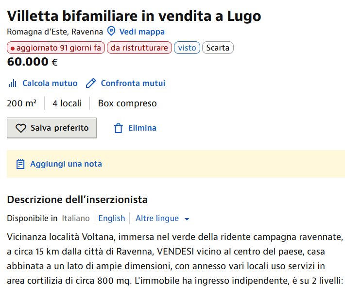 Pagina di un annuncio con il pannello Foxidea sotto il titolo